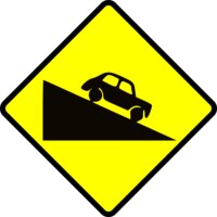 Leomarc caution steep hill down