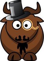 Cartoon gnu top hat mustache