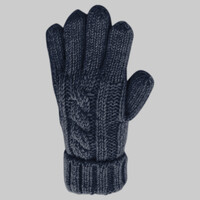 Cable knit melange gloves