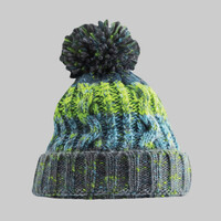 Corkscrew pom pom beanie
