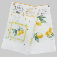 3-pack velour tea towels lemons